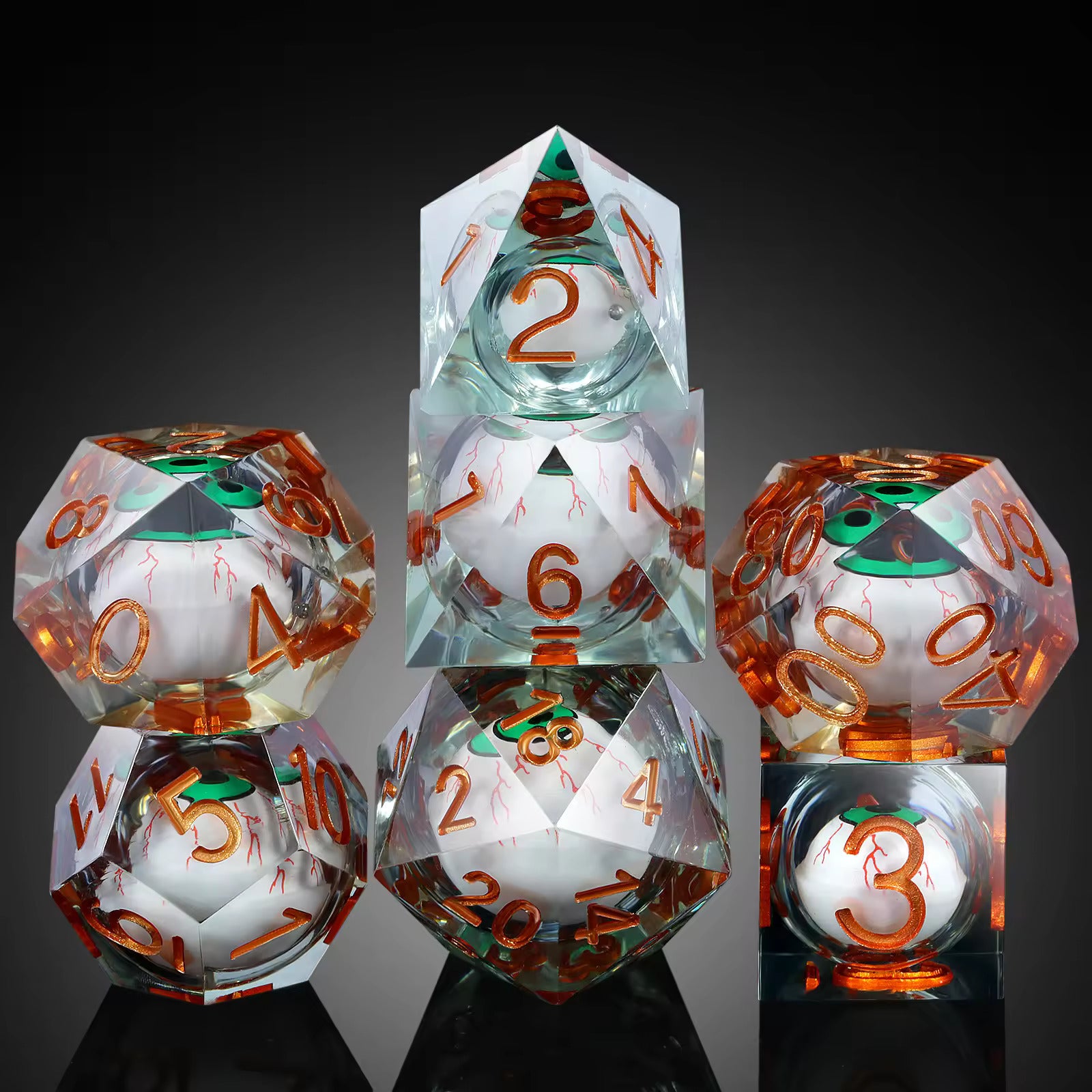 7 RPG Active Resin Dice - Dragon Eye Series