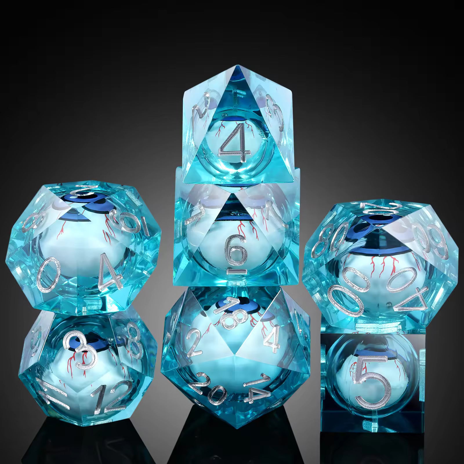 7 RPG Active Resin Dice - Dragon Eye Series