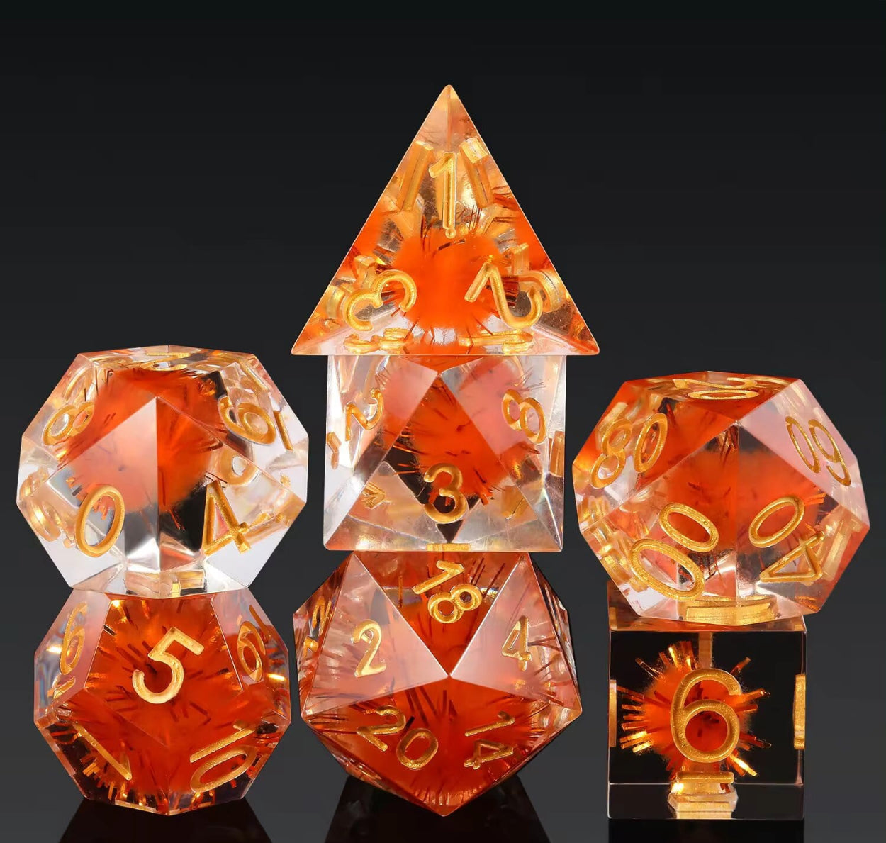 7 RPG Sharp Point Resin Dice - Flower Series