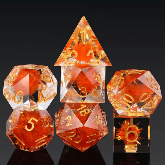 7 RPG Sharp Point Resin Dice - Flower Series