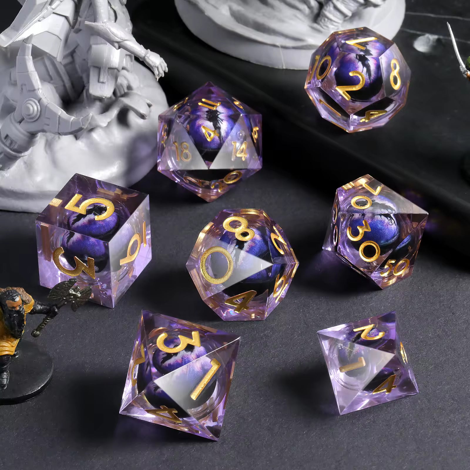 7 RPG Active Resin Dice - Dragon Eye Series
