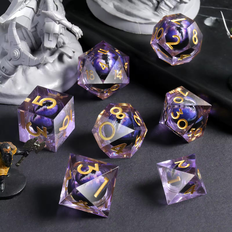 Load image into Gallery viewer, 7 RPG Active Resin Dice - Dragon Eye Series
