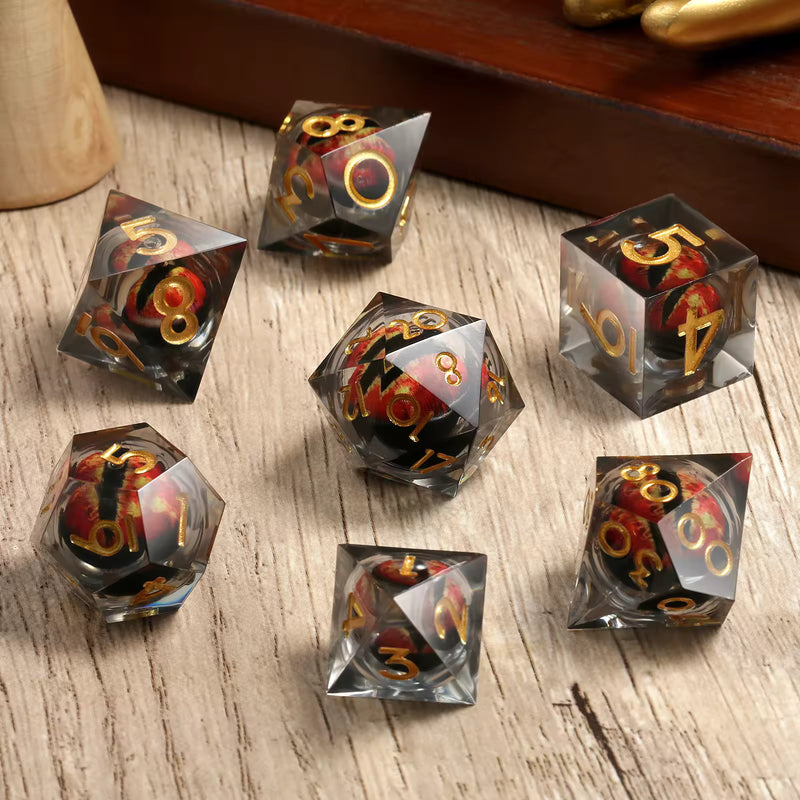 Load image into Gallery viewer, 7 RPG Active Resin Dice - Dragon Eye Series
