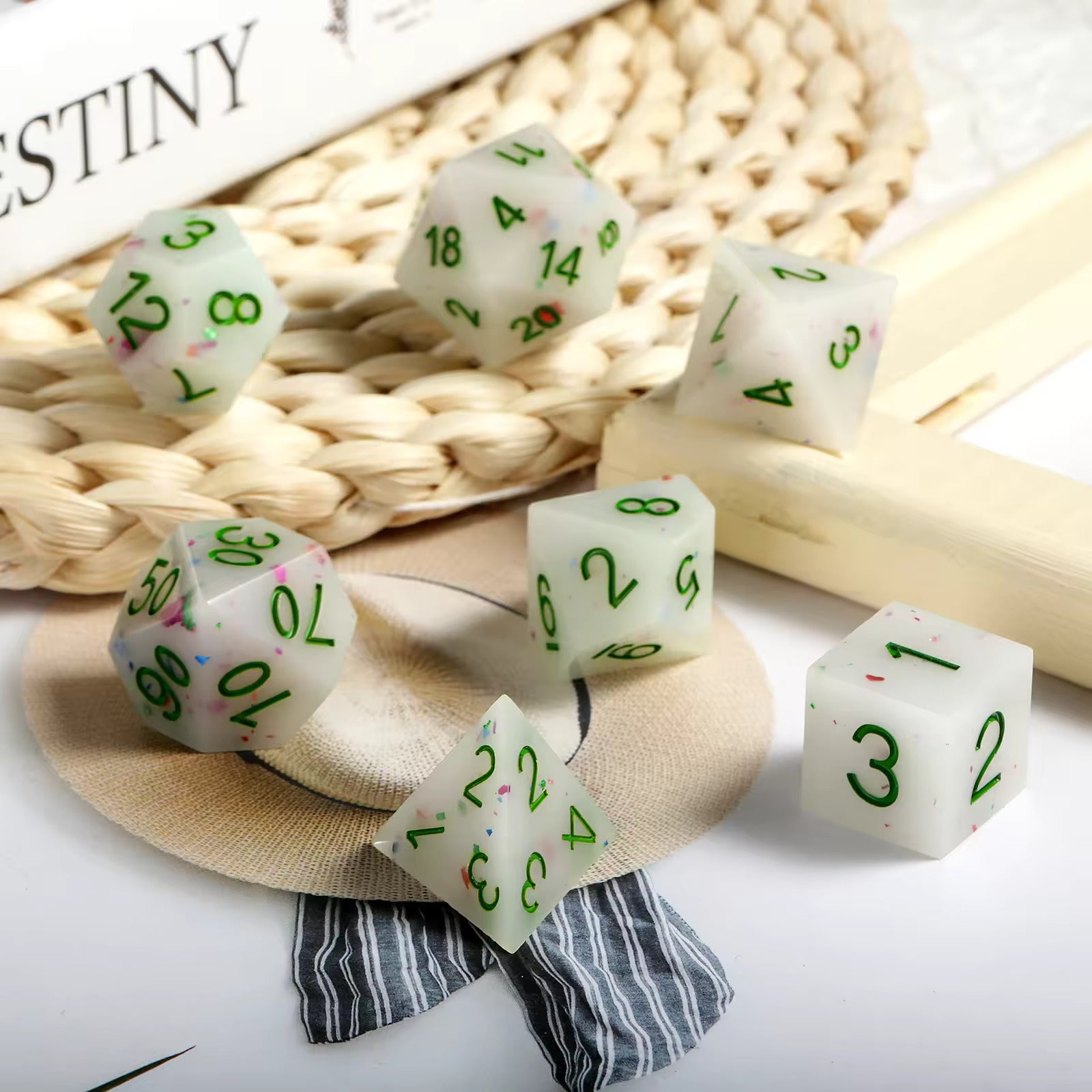 7 RPG Sharp Point Resin Dice - Ice Cream Series