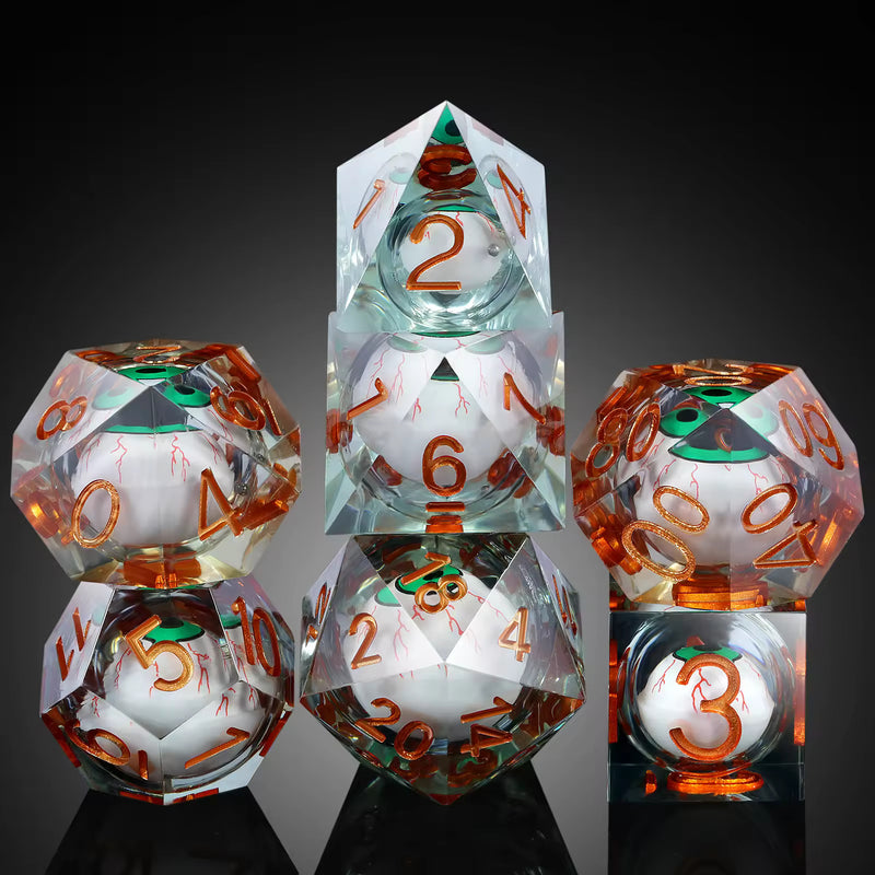 Load image into Gallery viewer, 7 RPG Active Resin Dice - Dragon Eye Series
