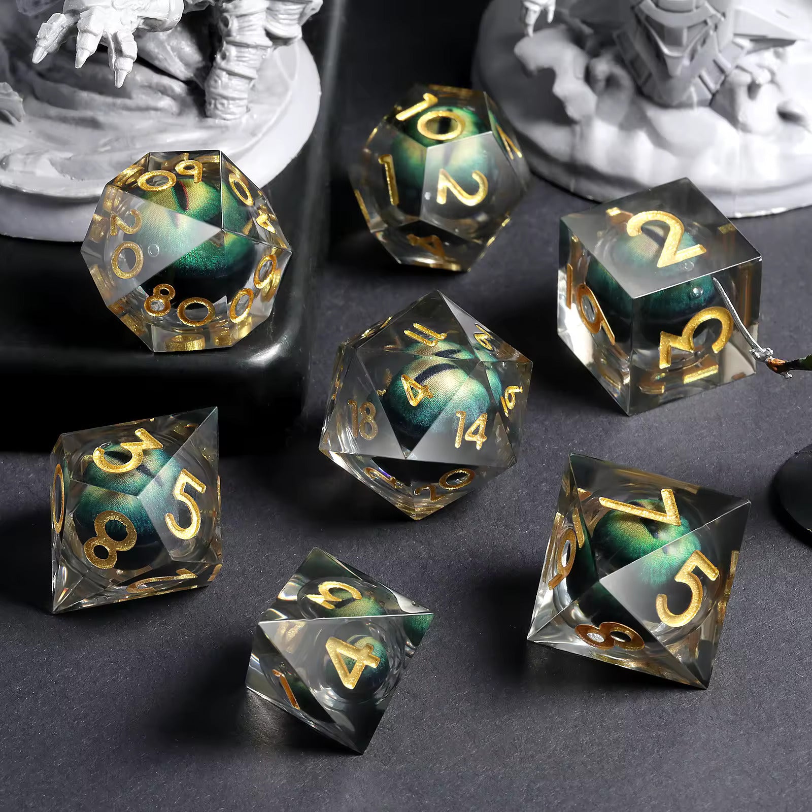 7 RPG Active Resin Dice - Dragon Eye Series