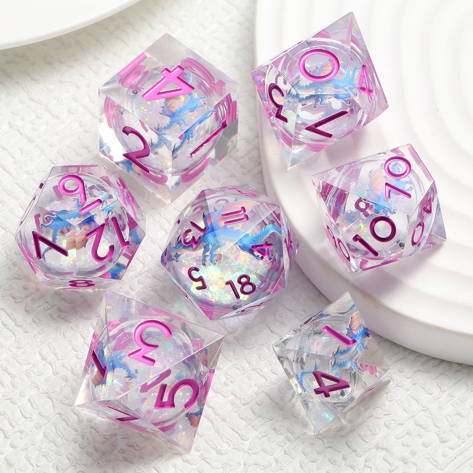 7 RPG Active Resin Dice - Dragon Series