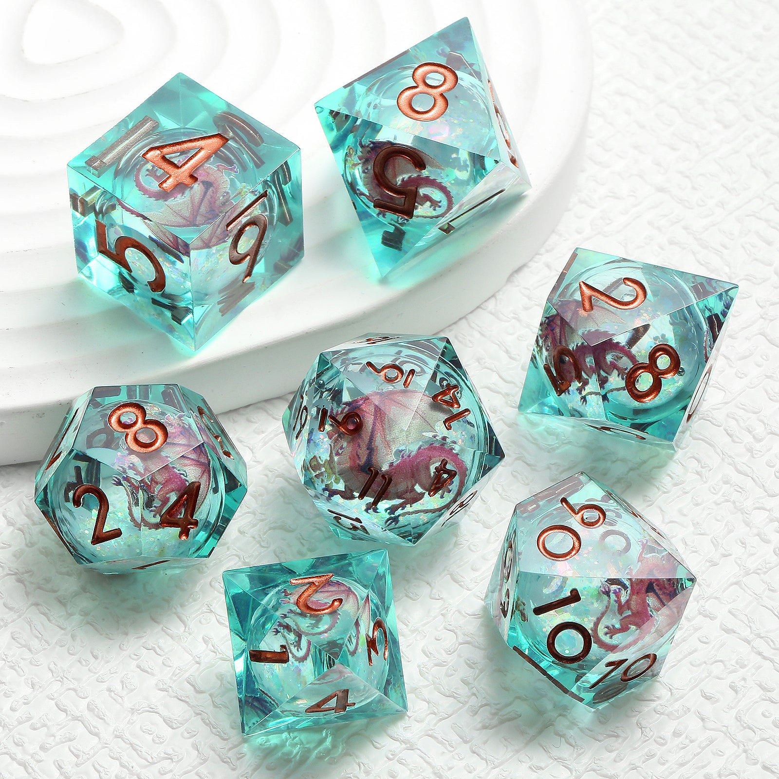 7 RPG Active Resin Dice - Dragon Series