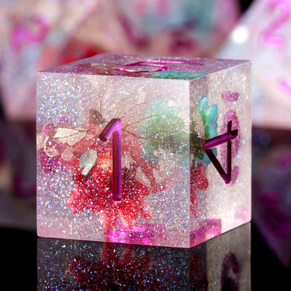 7 RPG Sharp Point Resin Dice - Flower Series