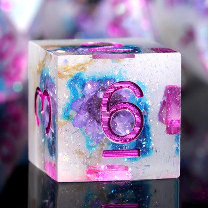 7 RPG Sharp Point Resin Dice - Flower Series